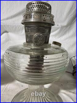 Vintage Aladdin B-80 Clear Crystal Glass Beehive Oil Lamp with Model B Burner