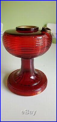 Vintage Aladdin B-83 Ruby Red Beehive Glass Lamp font only 2of2 read desc