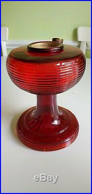 Vintage Aladdin B-83 Ruby Red Beehive Glass Lamp font only 2of2 read desc