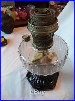 Vintage Aladdin Black Base Clear Font Corinthian Oil Kerosene Lamp B Burner