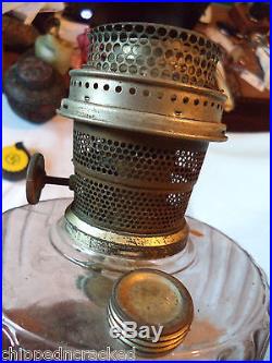 Vintage Aladdin Black Base Clear Font Corinthian Oil Kerosene Lamp B Burner