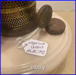 Vintage Aladdin Bracket Oil Lamp Alacite Uranium Glass Nu Type Model B Burner