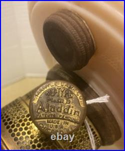 Vintage Aladdin Bracket Oil Lamp Alacite Uranium Glass Nu Type Model B Burner