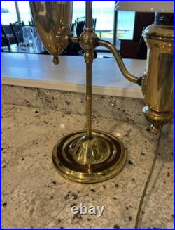 Vintage Aladdin Brass Adjustable Student Lamp Milk Glass Shade Electric 1983