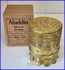 Vintage Aladdin Brass Bug Screen For Mantle Lamp Chimney Original Box