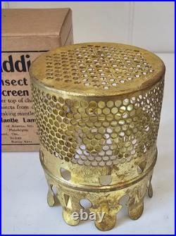 Vintage Aladdin Brass Bug Screen For Mantle Lamp Chimney Original Box