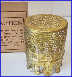 Vintage Aladdin Brass Bug Screen For Mantle Lamp Chimney Original Box