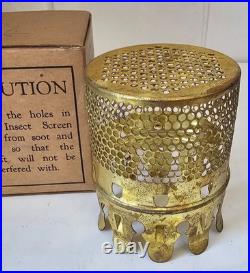Vintage Aladdin Brass Bug Screen For Mantle Lamp Chimney Original Box