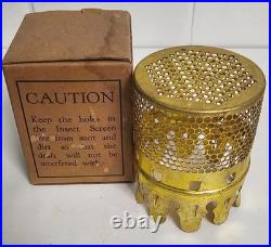 Vintage Aladdin Brass Bug Screen For Mantle Lamp Chimney Original Box
