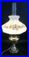 Vintage Aladdin Brass Kerosene Converted Electric Lamp Floral Milk Glass Shade