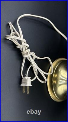 Vintage Aladdin Brass Kerosene Converted Electric Lamp Floral Milk Glass Shade