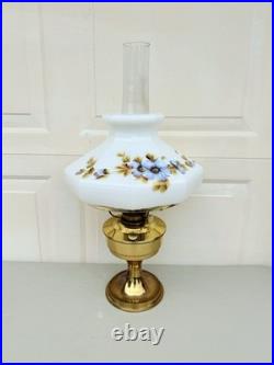 Vintage Aladdin Brass Kerosene Lamp #23 with Floral Morning Glory Shade