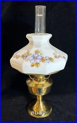 Vintage Aladdin Brass Kerosene Lamp #23 with Floral Morning Glory Shade