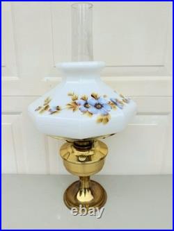Vintage Aladdin Brass Kerosene Lamp #23 with Floral Morning Glory Shade