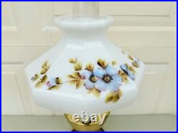 Vintage Aladdin Brass Kerosene Lamp #23 with Floral Morning Glory Shade