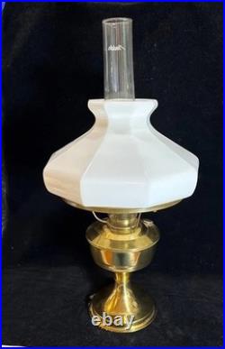 Vintage Aladdin Brass Kerosene Lamp #23 with Floral Morning Glory Shade