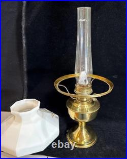 Vintage Aladdin Brass Kerosene Lamp #23 with Floral Morning Glory Shade