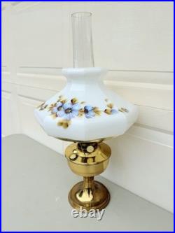 Vintage Aladdin Brass Kerosene Lamp #23 with Floral Morning Glory Shade