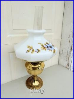 Vintage Aladdin Brass Kerosene Lamp #23 with Floral Morning Glory Shade