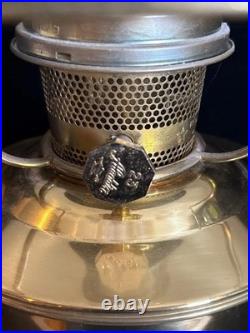 Vintage Aladdin Brass Kerosene Lamp #23 with Floral Morning Glory Shade