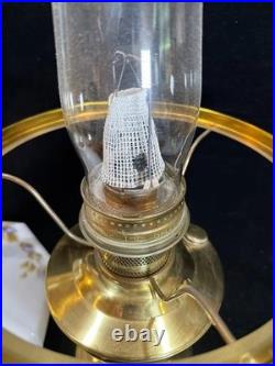 Vintage Aladdin Brass Kerosene Lamp #23 with Floral Morning Glory Shade
