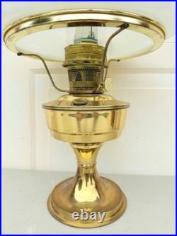Vintage Aladdin Brass Kerosene Lamp #23 with Floral Morning Glory Shade