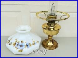 Vintage Aladdin Brass Kerosene Lamp #23 with Floral Morning Glory Shade
