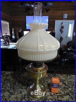 Vintage Aladdin Brass Kerosene Table Lamp With Shade Model 23