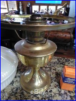 Vintage Aladdin Brass Kerosene Table Lamp With Shade Model 23