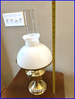 Vintage Aladdin Brass Model 23 Lamp Milk Glass Shade Kerosene