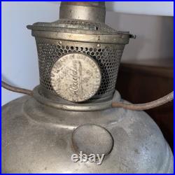 Vintage Aladdin Brass Model 9 Lamp Milk Glass Shade Kerosene