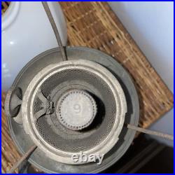 Vintage Aladdin Brass Model 9 Lamp Milk Glass Shade Kerosene