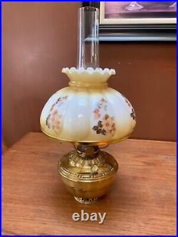 Vintage Aladdin Brass Oil Lamp Model 8 With Decorative Shade