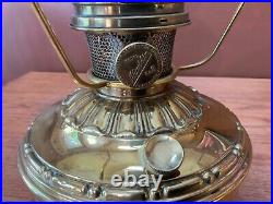 Vintage Aladdin Brass Oil Lamp Model 8 With Decorative Shade