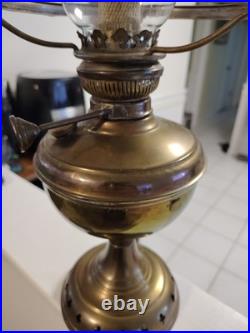 Vintage Aladdin Brass Oil Lamp with Clear Glass Chimney
