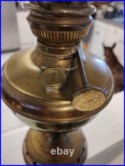 Vintage Aladdin Brass Oil Lamp with Clear Glass Chimney
