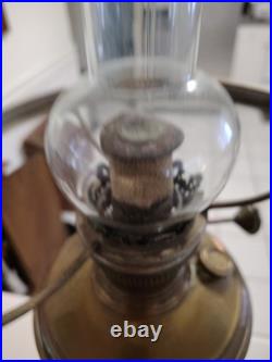 Vintage Aladdin Brass Oil Lamp with Clear Glass Chimney