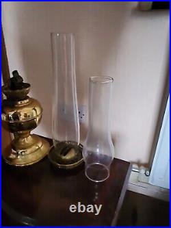 Vintage Aladdin Brass Oil lamp with Chimney and Shade plus spare chimney