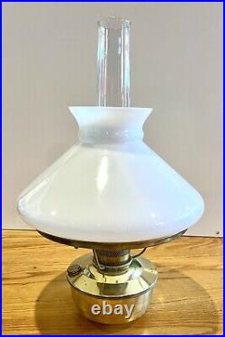 Vintage Aladdin Brass Patent No 3551086 Lamp Milk Glass Shade Kerosene