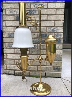 Vintage Aladdin Brass Student Lamp MilkGlass Shade Electric75th Anniversary