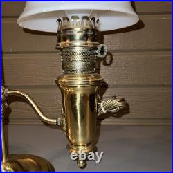 Vintage Aladdin Brass Student Lamp MilkGlass Shade Electric75th Anniversary