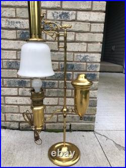 Vintage Aladdin Brass Student Lamp MilkGlass Shade Electric75th Anniversary