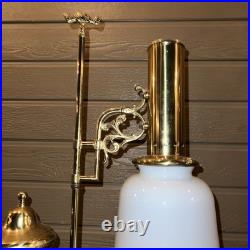 Vintage Aladdin Brass Student Lamp MilkGlass Shade Electric75th Anniversary