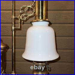 Vintage Aladdin Brass Student Lamp MilkGlass Shade Electric75th Anniversary