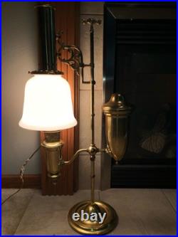 Vintage Aladdin Brass Student Lamp MilkGlass Shade Electric75th Anniversary