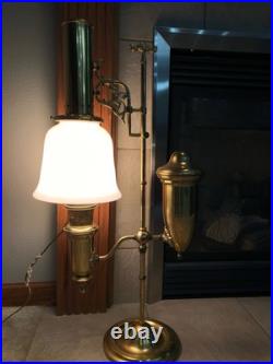 Vintage Aladdin Brass Student Lamp MilkGlass Shade Electric75th Anniversary