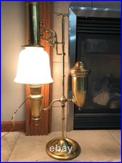 Vintage Aladdin Brass Student Lamp MilkGlass Shade Electric75th Anniversary
