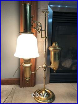 Vintage Aladdin Brass Student Lamp MilkGlass Shade Electric75th Anniversary