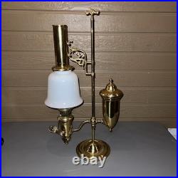 Vintage Aladdin Brass Student Lamp MilkGlass Shade Electric75th Anniversary