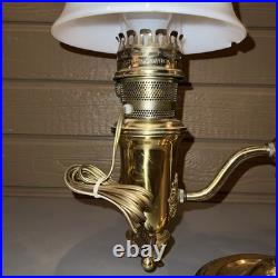 Vintage Aladdin Brass Student Lamp MilkGlass Shade Electric75th Anniversary